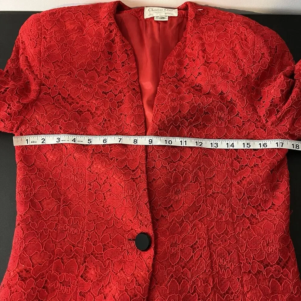 Christian Dior Vintage Red Blazer‎ Jacket Lace Size 6​